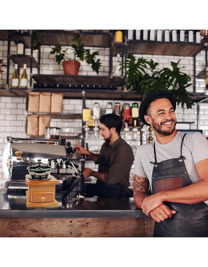 Ruiqas Manual Coffee Grinder - Retro Vintage Style - Adjustable Grind Size - Easy Manual Operation - Pine Wood & Cast Iron & Ceramic - Grinding Coffee Beans