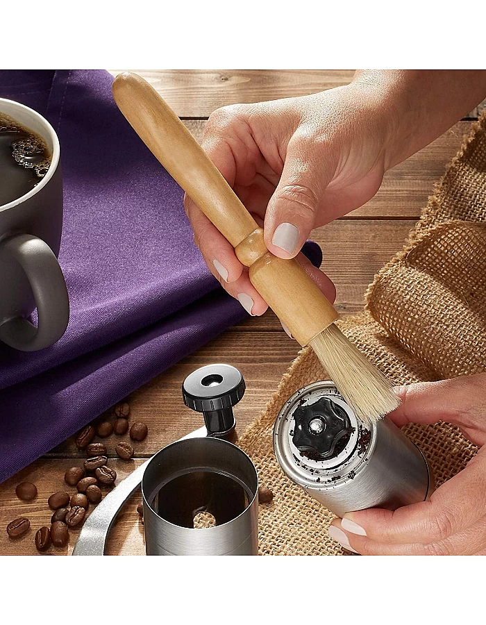 Santo Coffee Grinder Cleaning Brush, Espresso Maker/Machine Cleaner Tool, Wood Handle & Natural Bristles Wood Dusting Espresso Brush Accessories
