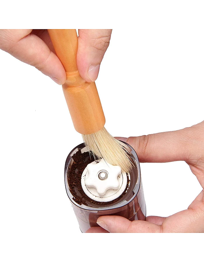 Santo Coffee Grinder Cleaning Brush, Espresso Maker/Machine Cleaner Tool, Wood Handle & Natural Bristles Wood Dusting Espresso Brush Accessories