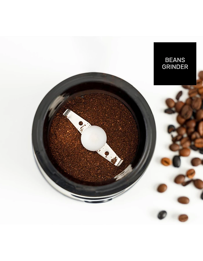 Taurus Aromatic 150W Electric Coffee Grinder, 50g Bean Tank, Start Button, Stainless Steel Blades and Tank, Cable Storage, Fine Grinding, Grey