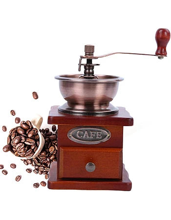 jyibinee 17ml Coffee Grinder Durable Easy to Operate Classical Manual Hand-crank Wooden Bean Machine for Home Coffee Bean Mill
