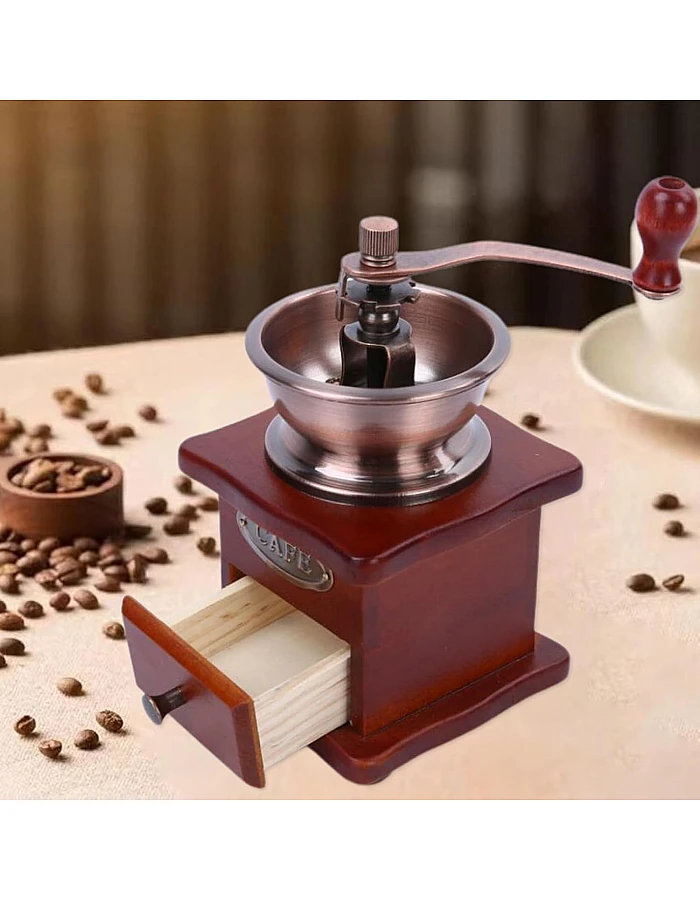 jyibinee 17ml Coffee Grinder Durable Easy to Operate Classical Manual Hand-crank Wooden Bean Machine for Home Coffee Bean Mill