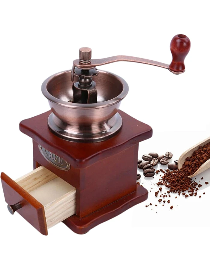jyibinee 17ml Coffee Grinder Durable Easy to Operate Classical Manual Hand-crank Wooden Bean Machine for Home Coffee Bean Mill