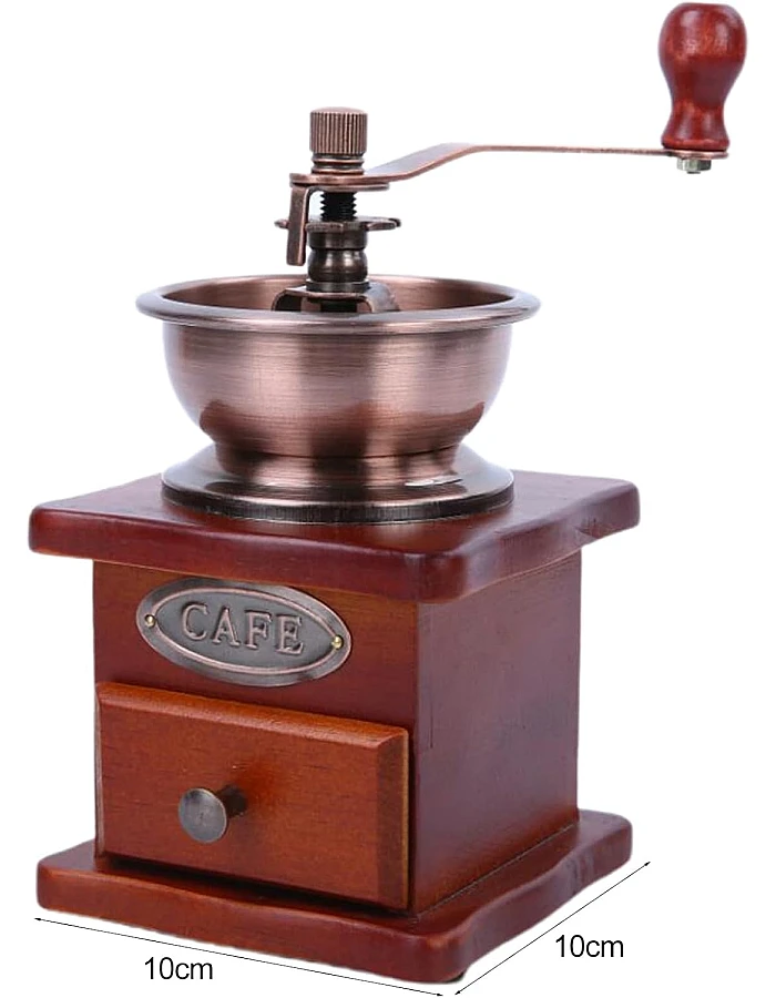 jyibinee 17ml Coffee Grinder Durable Easy to Operate Classical Manual Hand-crank Wooden Bean Machine for Home Coffee Bean Mill