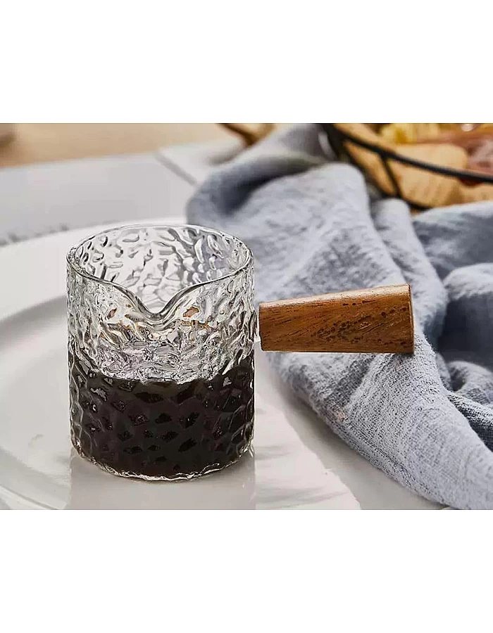 ككه قهوة بيركس حراري مقبض خشبي وضع على النار مباشرة ، كوب حليب مقبض صغير كوب لاتيه مركة، كوب قياس قهوة اسبريسو (شكل 5-120 ملى)