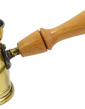 1 Brass Copper Pot Ibrik Briki Turkish Greek Coffee Maker Jazva Cezve Jezve Turka Ararat Arabic Arabian Arabic With Wooden Handle Hand Hammered Handmade Egypt Egyptian Decanter Size No2 (2.70oz/80ml)