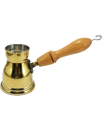 1 Brass Copper Pot Ibrik Briki Turkish Greek Coffee Maker Jazva Cezve Jezve Turka Ararat Arabic Arabian Arabic With Wooden Handle Hand Hammered Handmade Egypt Egyptian Decanter Size No2 (2.70oz/80ml)