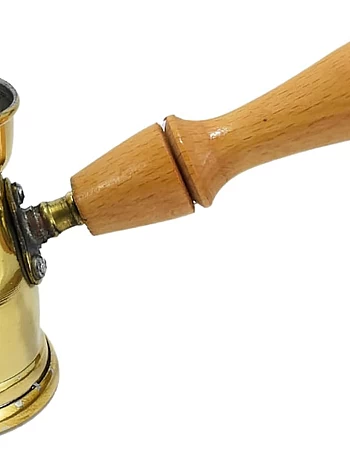1 Brass Copper Pot Ibrik Briki Turkish Greek Coffee Maker Jazva Cezve Jezve Turka Ararat Arabic Arabian Arabic With Wooden Handle Hand Hammered Handmade Egypt Egyptian Decanter Size No2 (2.70oz/80ml)