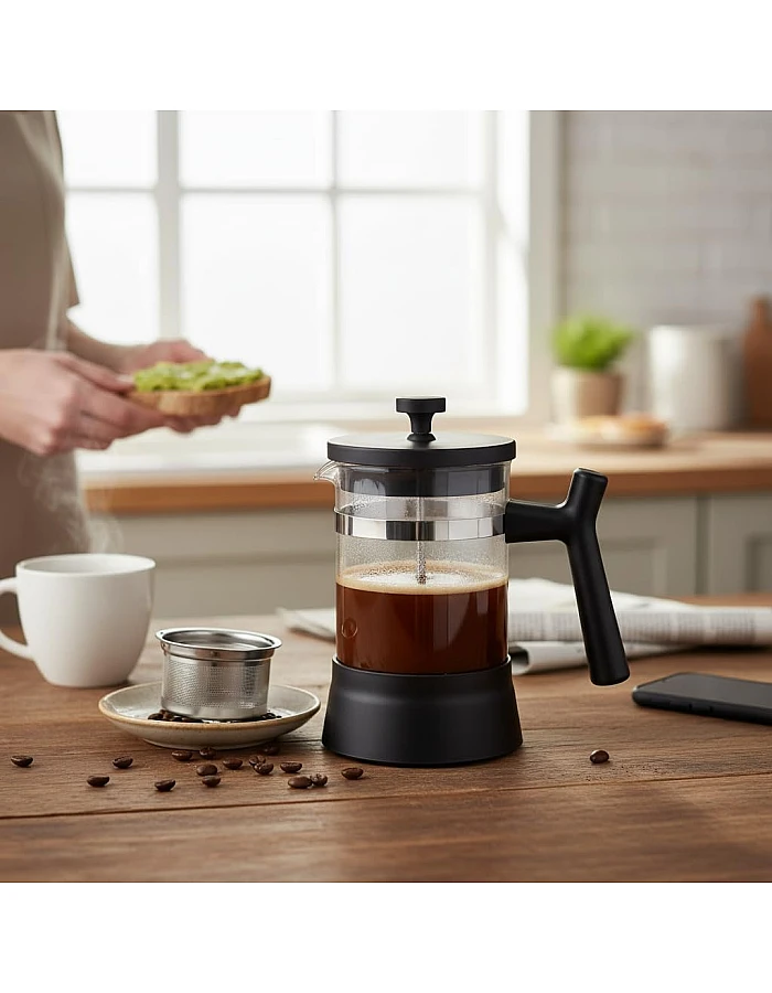 600ml Glass Coffee Pot with Removable Stainless Steel Infuser - Suitable for Coffee and Tea