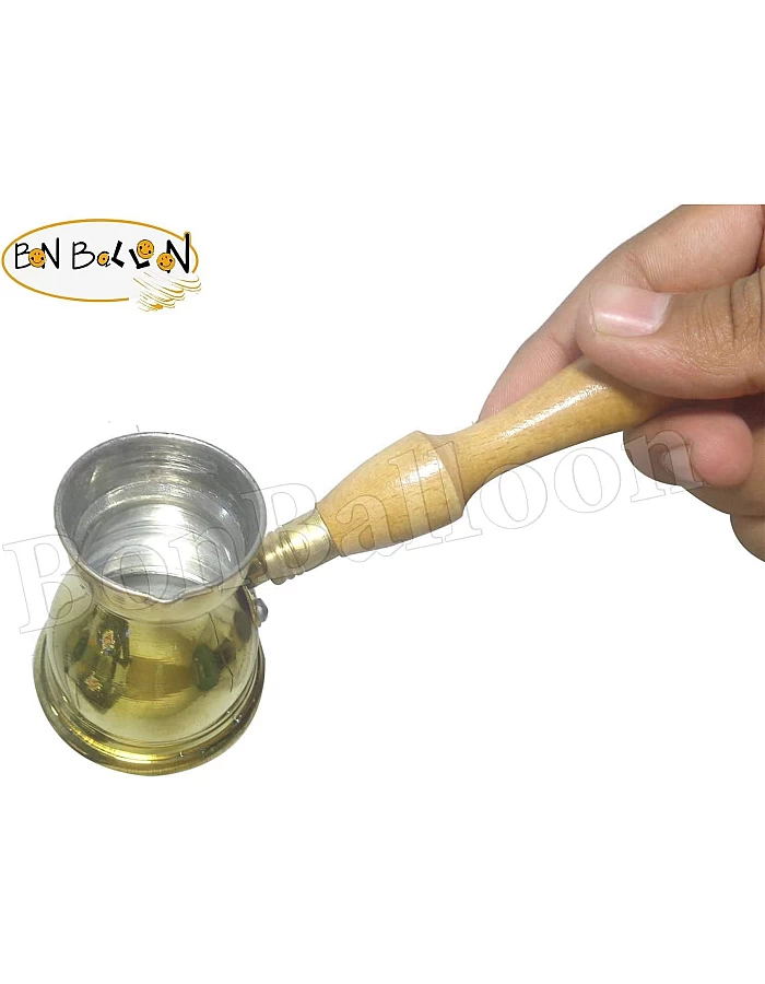 ELBARAMONY 1 Piece Brass Turkish Greek Coffee Pot for Jazva, Sisyph, Jiseph, Turka, Arat, Arabic Coffee Pot with Wooden Handle Handmade Egyptian Decanter Size 3 (140 ML-4.73 OZ) Multicolor