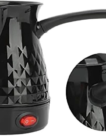 FLAMNGO Turkish Coffee Pot, 350W Heating Element, 75cm Cable Length, 5 Cups Capacity, 0.5L Tank, Plastic Body (Black)