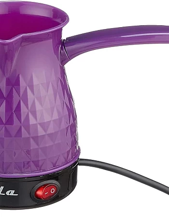 FLAMNGO Turkish Coffee Pot, 350W Heating Element, 75cm Cable Length, 5 Cups Capacity, 0.5L Tank, Plastic Body (Purple)