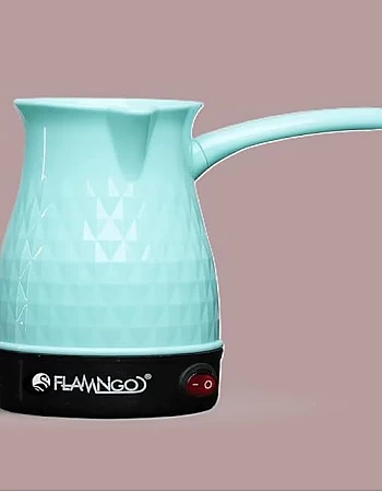 FLAMNGO Turkish Coffee Pot, 350W Heating Element, 75cm Cable Length, 5 Cups Capacity, 0.5L Tank, Plastic Body (turquoise)