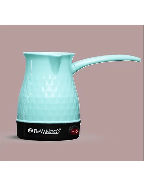 FLAMNGO Turkish Coffee Pot, 350W Heating Element, 75cm Cable Length, 5 Cups Capacity, 0.5L Tank, Plastic Body (turquoise)