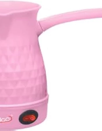 FLAMNGO Turkish Coffee Pot, 350W Heating Element, 75cm Cable Length, 5 Cups Capacity, 0.5L Tank, Plastic Body (pink)