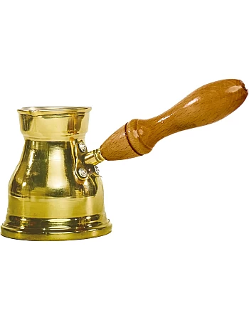 Fawzy Elbanan Brass Coffee Pot – Premium Quality – Traditional Turkish/Arabic Coffee Maker with Wooden Handle (Size3)