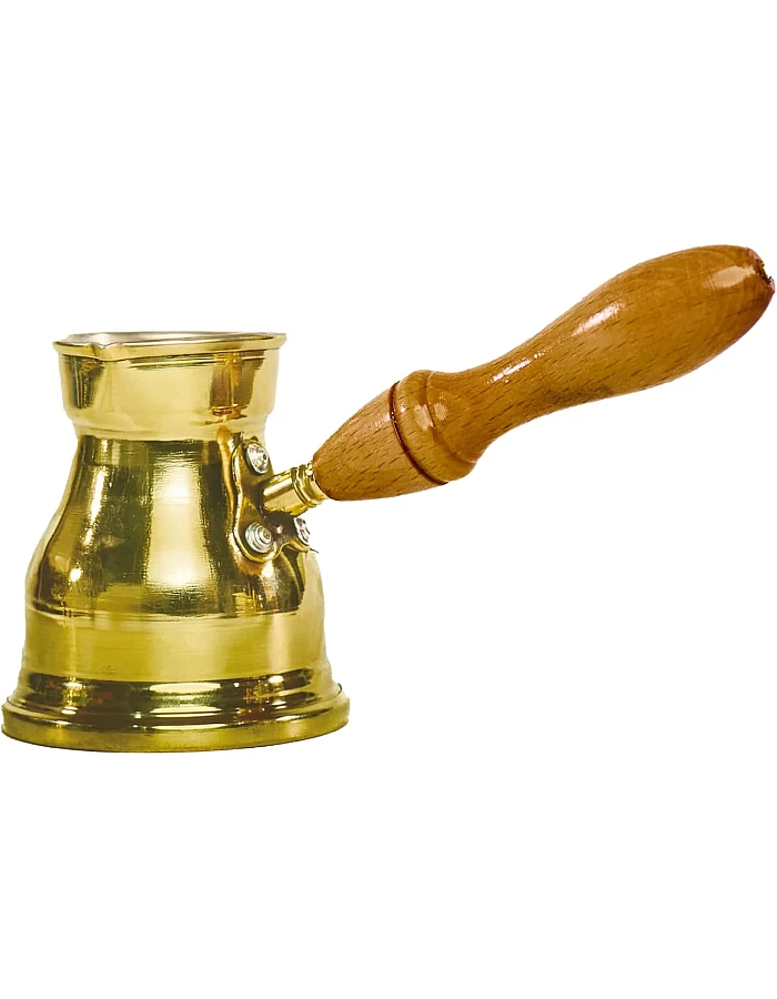 Fawzy Elbanan Brass Coffee Pot – Premium Quality – Traditional Turkish/Arabic Coffee Maker with Wooden Handle (Size3)