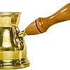 Fawzy Elbanan Brass Coffee Pot – Premium Quality – Traditional Turkish/Arabic Coffee Maker with Wooden Handle (Size3)