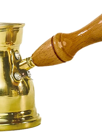 Fawzy Elbanan Brass Coffee Pot – Premium Quality – Traditional Turkish/Arabic Coffee Maker with Wooden Handle (Size3)