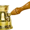 Fawzy Elbanan Brass Coffee Pot – Premium Quality – Traditional Turkish/Arabic Coffee Maker with Wooden Handle (Size3)