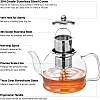 STNTUS Glass Teapot, 27 oz / 800 ml for Loose Tea, With Infuser and Stainless Steel Strainer, Stovetop Safe, 2-4 Cups