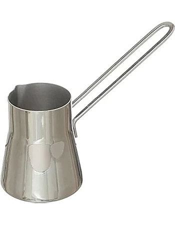 Turkish Coffee Pot Stainless Steel 250ml (10/18) Long Comfortable Handle Enough for 2 Large Cups Turkish Coffee Maker