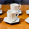 Generic Modern White Porcelain Coffee Cup and Saucer Set, 6-Piece, Hexagonal Design .AR