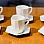 Generic Modern White Porcelain Coffee Cup and Saucer Set, 6-Piece, Hexagonal Design .AR