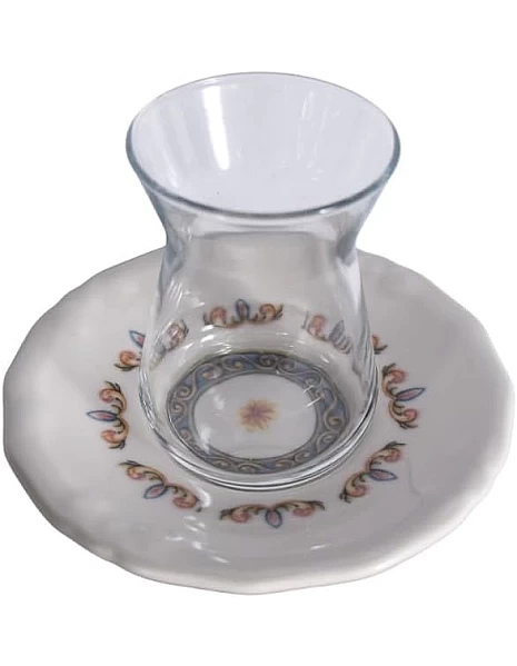 Karaca Chart Set Of 12Pcs (6 Estekana Cup with 6 Estekana saucers) 12.5 cm - Multicolor