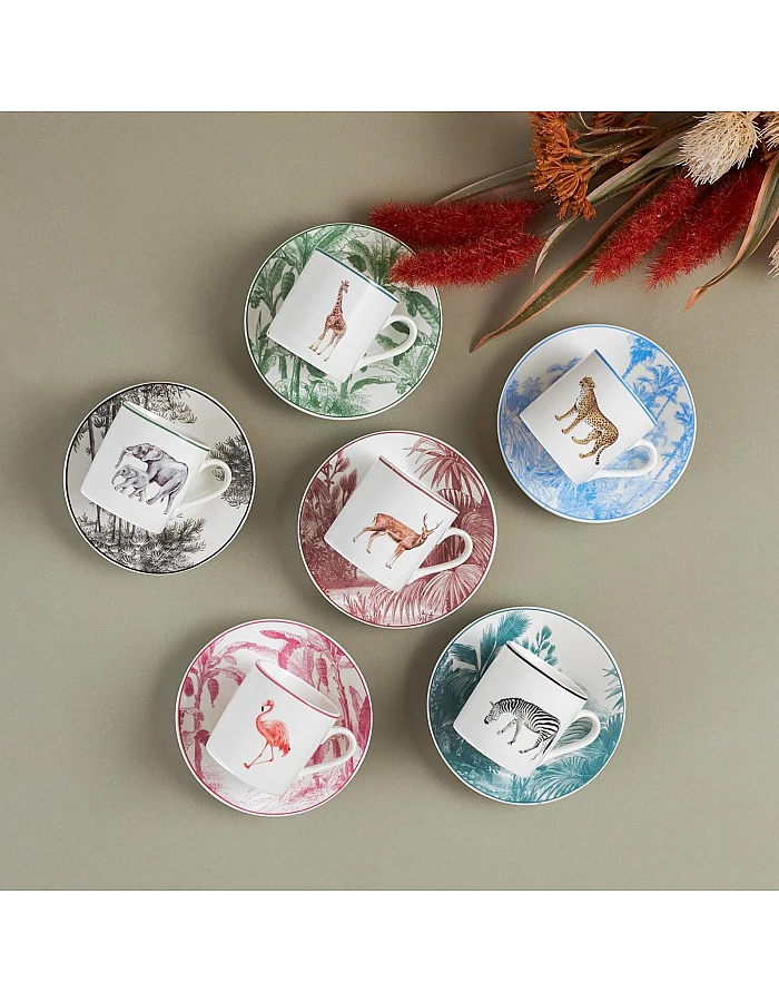 Karaca Jungle Set Of 6 Coffee Cups 80 Ml