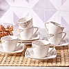 Karaca Nazende 12 Piece Porcelain Espresso Turkish Coffee Cup Set for 6 People, 80ml, White Platinum