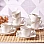 Karaca Nazende 12 Piece Porcelain Espresso Turkish Coffee Cup Set for 6 People, 80ml, White Platinum