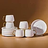Karaca Streamline Saturn 12-Piece Porcelain Espresso Turkish Coffee Cup Set for 6 People, 100ml, White Gold
