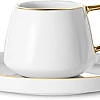 Karaca Streamline Saturn 12-Piece Porcelain Espresso Turkish Coffee Cup Set for 6 People, 100ml, White Gold