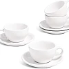 LE TAUCI 3 oz Espresso Cups with Saucers, Demitasse Coffee Cup for Shot, Lungo, Ristretto - 3 inch, Set of 4, White