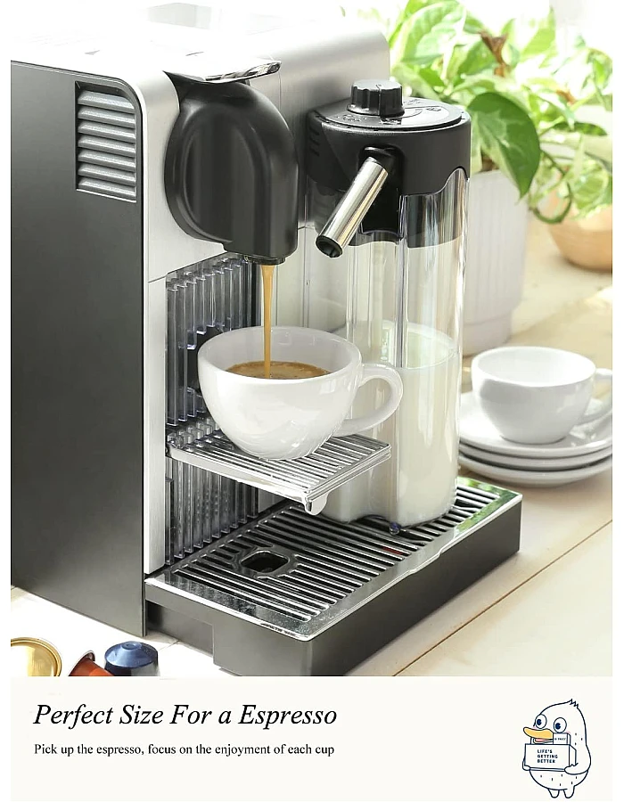 LE TAUCI 3 oz Espresso Cups with Saucers, Demitasse Coffee Cup for Shot, Lungo, Ristretto - 3 inch, Set of 4, White