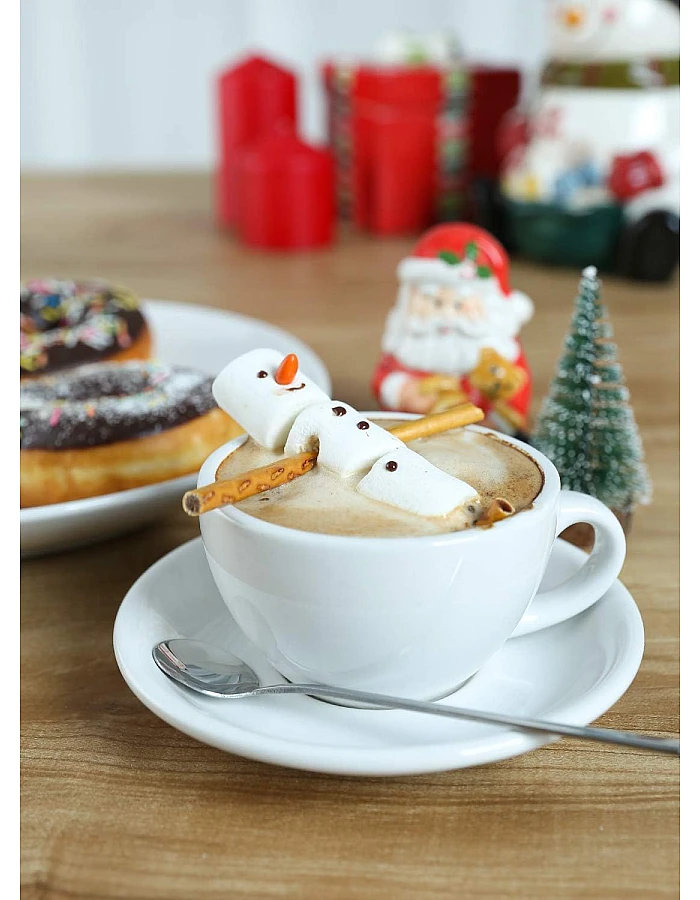 LE TAUCI 3 oz Espresso Cups with Saucers, Demitasse Coffee Cup for Shot, Lungo, Ristretto - 3 inch, Set of 4, White