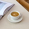 LE TAUCI 3 oz Espresso Cups with Saucers, Demitasse Coffee Cup for Shot, Lungo, Ristretto - 3 inch, Set of 4, White