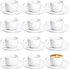 Maxdot 12 Set 2.7 OZ Porcelain Espresso Cups with Saucers White Ceramic Coffee Cups and Saucers Cappuccino Mug Latte Cup for Cafe Mocha Barista Coffee Shop