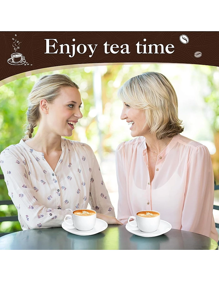 Maxdot 12 Set 2.7 OZ Porcelain Espresso Cups with Saucers White Ceramic Coffee Cups and Saucers Cappuccino Mug Latte Cup for Cafe Mocha Barista Coffee Shop