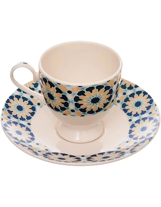 Rosa FM 8968 013052 Arabic Star Porcelain Coffee Cup Set With Saucer With Durable Material For Home And Office