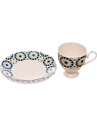 Rosa FM 8968 013052 Arabic Star Porcelain Coffee Cup Set With Saucer With Durable Material For Home And Office