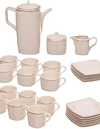 Rosa FM 8968 296110 Victoria T.Shape Porcelain Tea And Coffee Cup Set, 29 Pieces With Durable Material For Home And Office
