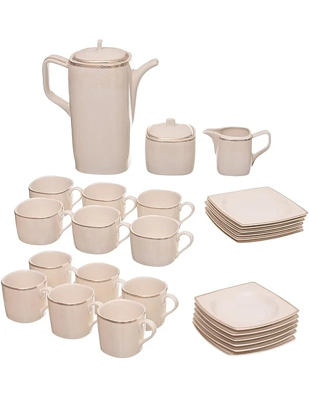 Rosa FM 8968 296110 Victoria T.Shape Porcelain Tea And Coffee Cup Set, 29 Pieces With Durable Material For Home And Office
