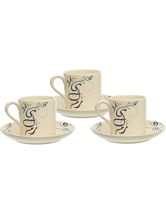 Rosa FM Kalemat Dora Coffee Cup with Plate Set 6-Pieces