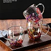 2pcs Double Wall Clear Glass Coffee Mugs Flower Double Walled Glass Coffee Cups Creative Clear Glass Cups with Flowers Insulated Clear Glass Mug for Tea Cappuccino Espressos Latte Juice Gifts(250ML)