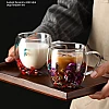 2pcs Double Wall Clear Glass Coffee Mugs Flower Double Walled Glass Coffee Cups Creative Clear Glass Cups with Flowers Insulated Clear Glass Mug for Tea Cappuccino Espressos Latte Juice Gifts(250ML)