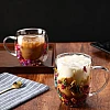 2pcs Double Wall Clear Glass Coffee Mugs Flower Double Walled Glass Coffee Cups Creative Clear Glass Cups with Flowers Insulated Clear Glass Mug for Tea Cappuccino Espressos Latte Juice Gifts(250ML)
