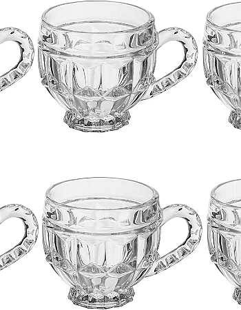 Blink Max KTZB86 Glass Mug 6-Piece Set, 185 ml Capacity