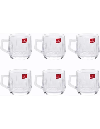 BlinkMax Tea and Nescafe mug set, 6 pieces, pure glass, the famous Blank Mix brand, B108